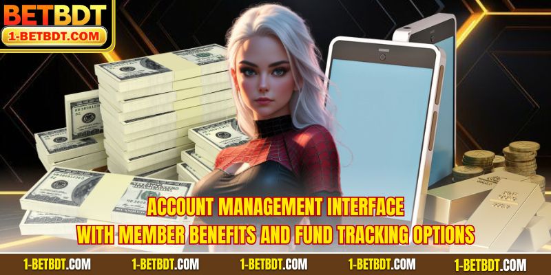 Account management interface with member benefits and fund tracking options